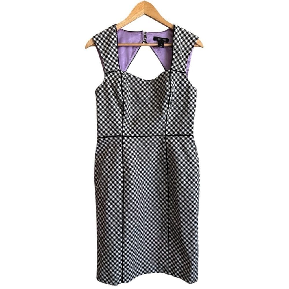 White House Black Market Gingham Plaid Sheath Dress